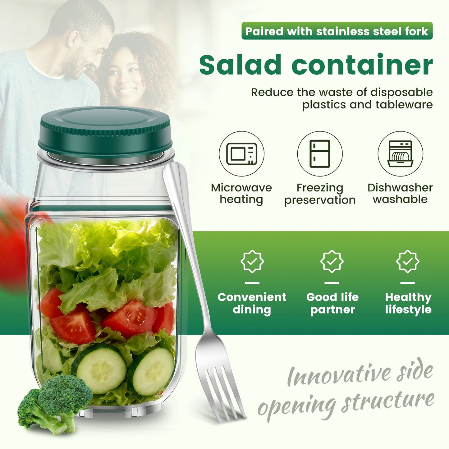 Side-Opening Salad Jar