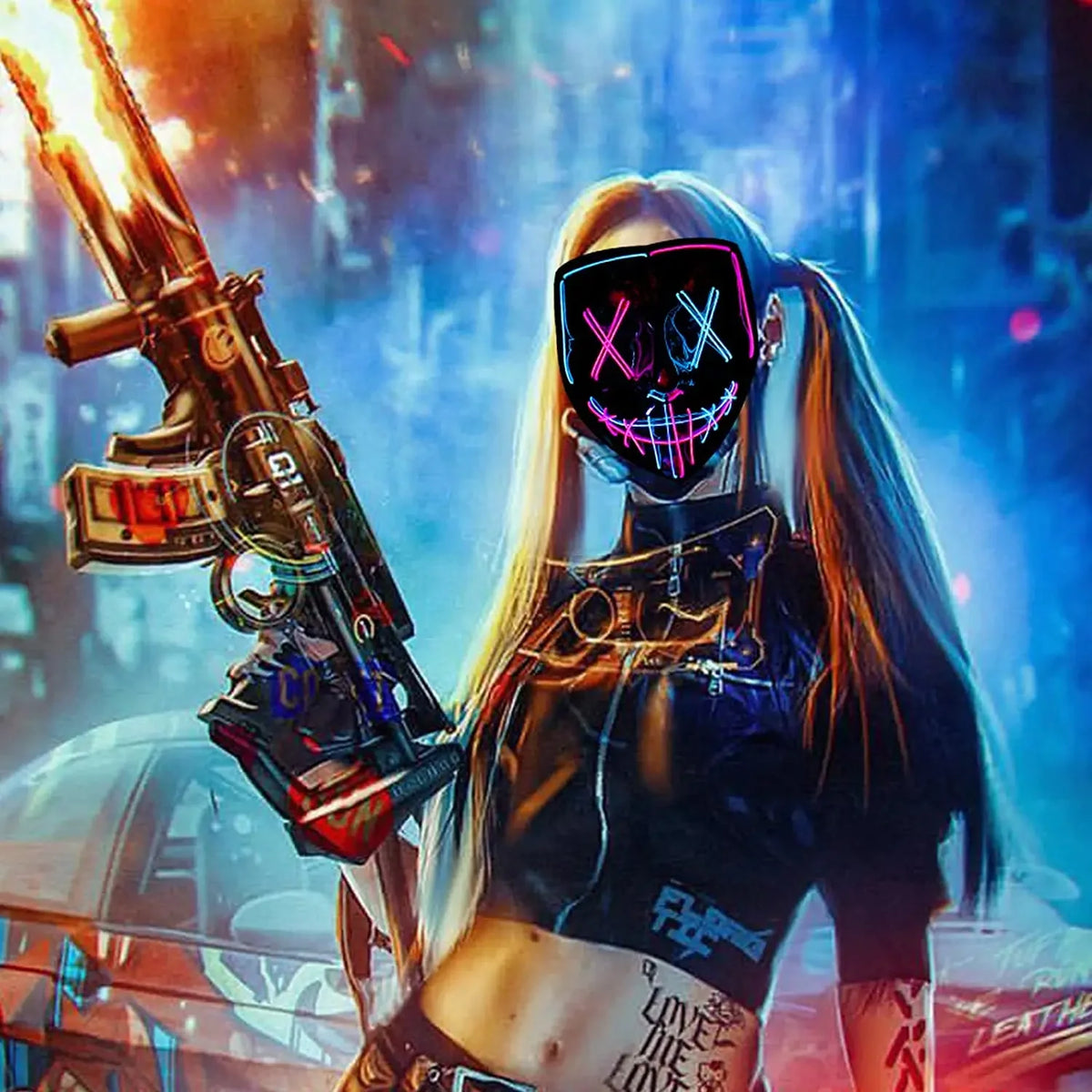 Wireless Neon LED Horror Mask